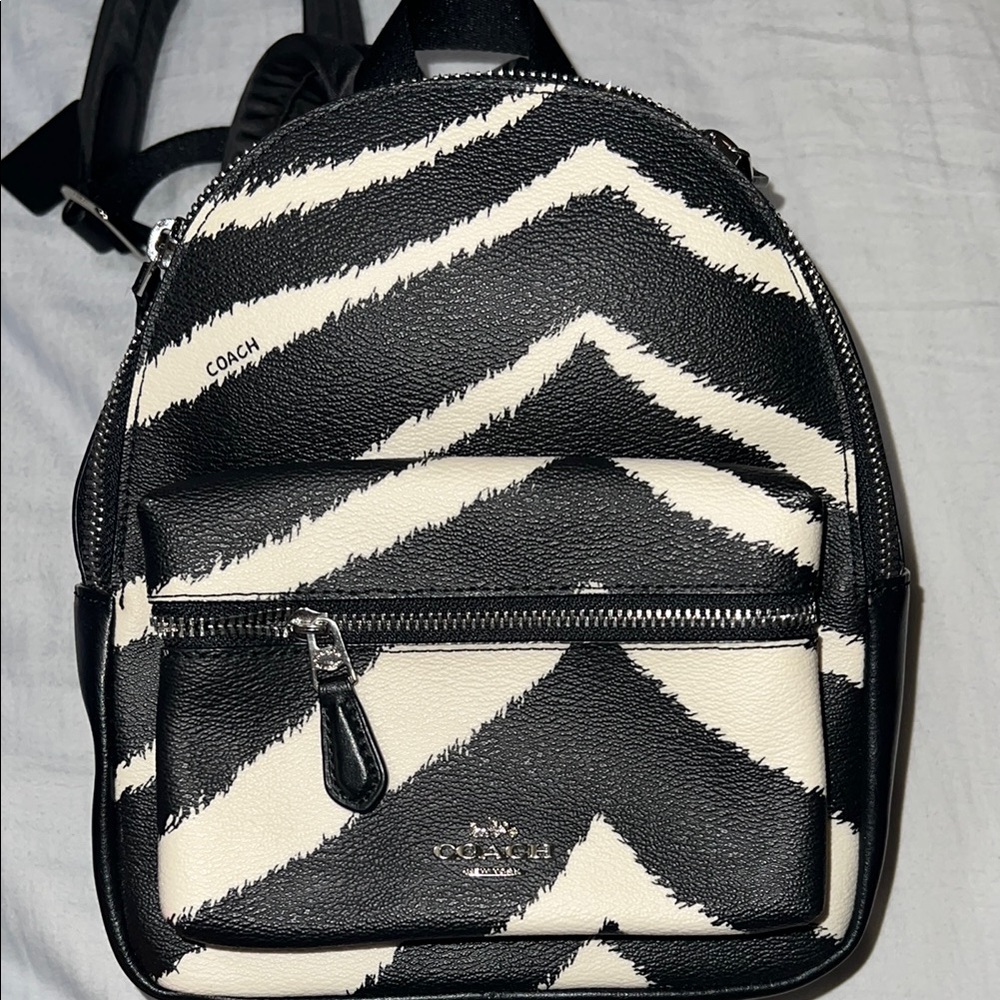 Coach Black and White Backpack